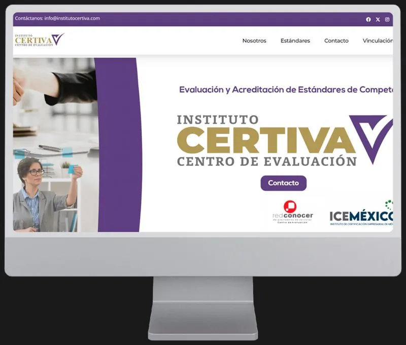Portada del sitio web de Instituto Certiva vista en computadora
