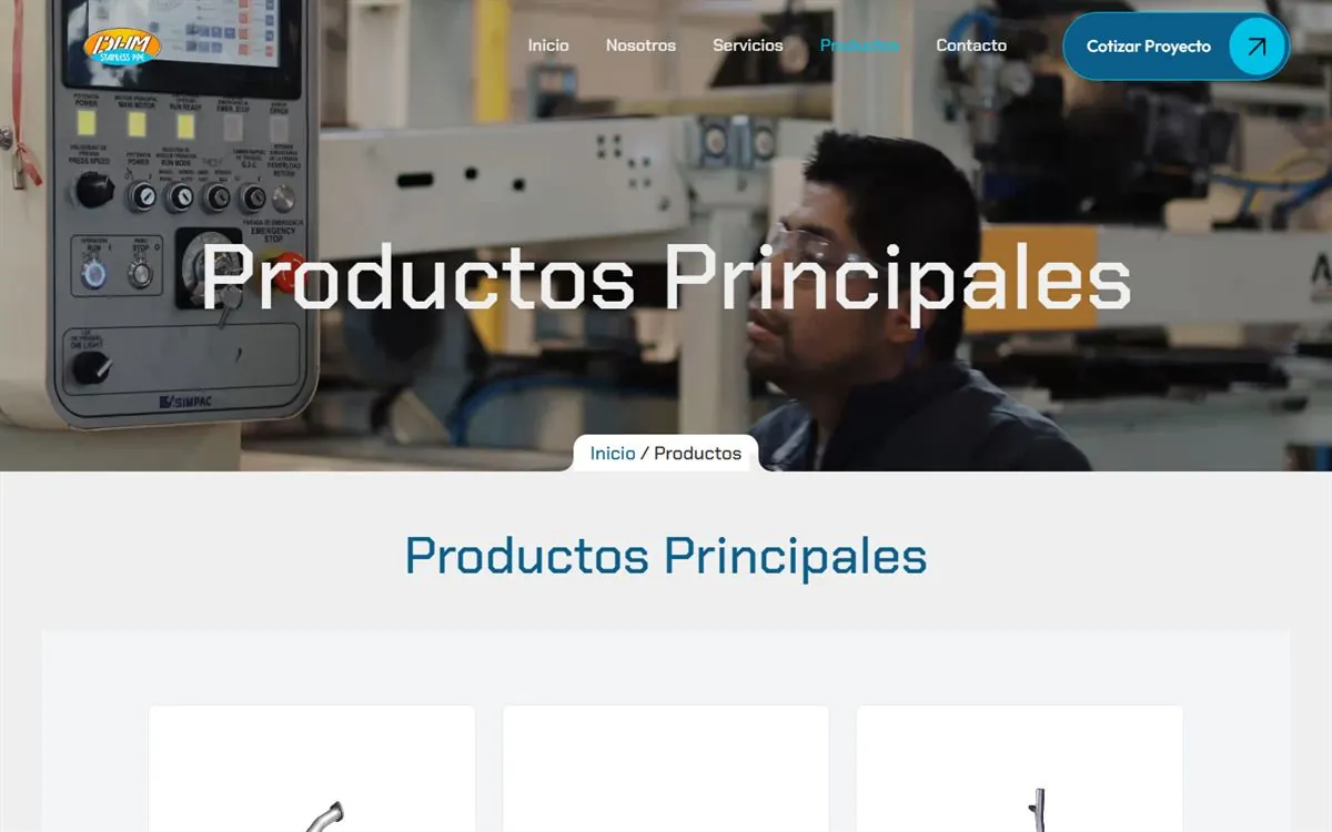 Página de productos del sitio de DaeHan México
