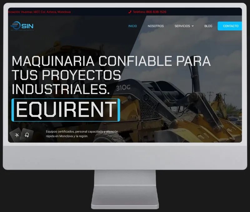 Portada del sitio web de Equirent vista en computadora