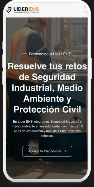 Sitio de Líder EHS visto en celular