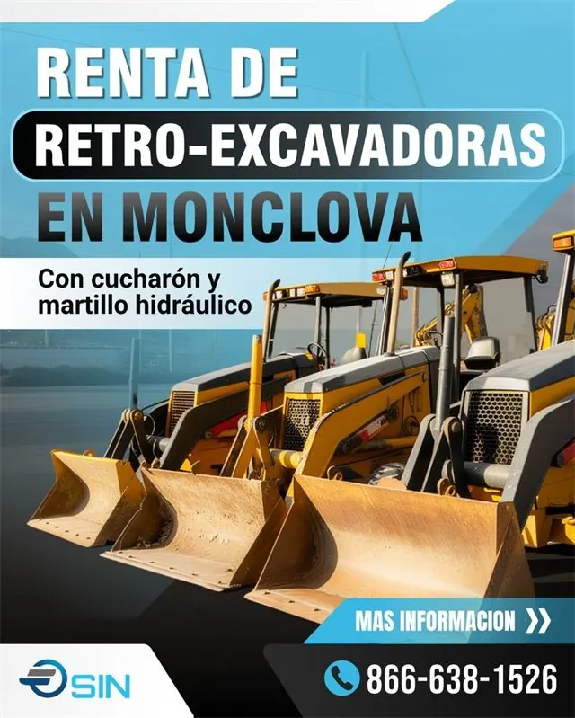 Publicación sobre renta de retroexcavadoras en Monclova