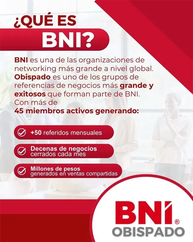 Publicación de BNI Obispado que explica qué es BNI